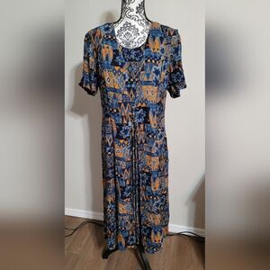 Vintage Blue and orange floral‎ maxi dress